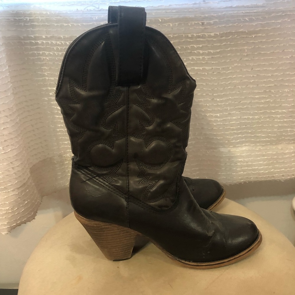 Dark brown heeled cowboy boots